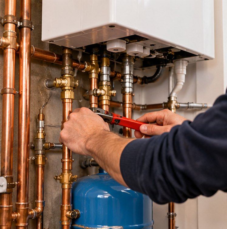 Gas boiler replacement: A 20-year-old boiler replaced with an A-rated condensing combi.